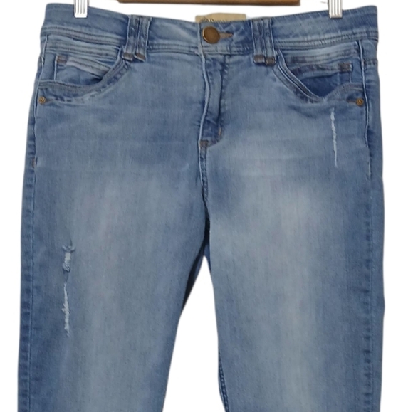 Democracy Ab Solution Jeans Skinny Blue Light Wash Distressed Stretch Denim - Picture 2 of 9